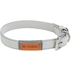 Obroża skórzana BE NORDIC - jasnoszara - PO SPRZEDAŻY M: 45-51 cm/20 mm